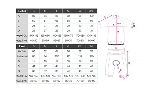 West Biking Damen Sommer-Fahrradbekleidung, Atmungsaktiv, schnelltrocknend, kurzärmelige Jacke / Trikot mit durchgehendem Reißverschluss und Gepolsterter Radlerhose - 6