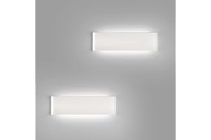 FUPE 2 Piezas Apliques de Pared Interior 18W Arriba y Abajo Aplique de Pared 31CM Lamparas de Pared Aluminio Moderno/Decorativo 6500K Blanco Frío 2160LM Apliques Pared Dormitorio Blanco