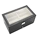 Produktbild H.Yue Eyeglasses OrganizerSuede Fabric Sunglass Portable Storage Case Display Box of Compartments Leather12 Slots Solid Wood Storage Organizer Display Box Large Holder and Durable