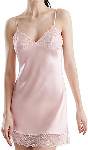 HXQ Women's Satin Sleepwear Lingerie Babydoll Chemise sleeveless Nightgown , pink , xl
