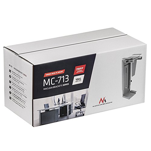 Maclean MC-713 Computer Halter für Schreibtisch Platzsparende PC Halterung Universal-Schienen Untertisch PC-Halter (Silber) - 8