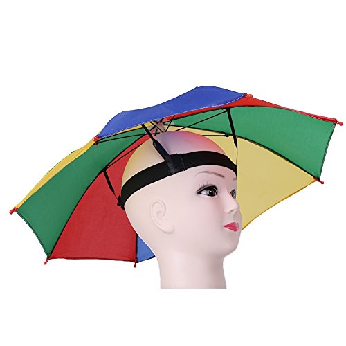Chapeau de Parapluie d'Arc-en-Ciel Casquette Parasol Anti-UV Multicolore pour Pêche Randonnée Plage Pédestre Excursion Extérieur