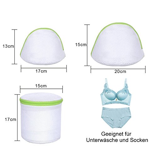 KYG 6 Stück Wäschenetz Set Wäschebeutel Schützt Feinwäsche BH’s Wäschesack Für Waschmaschine Grün - 3