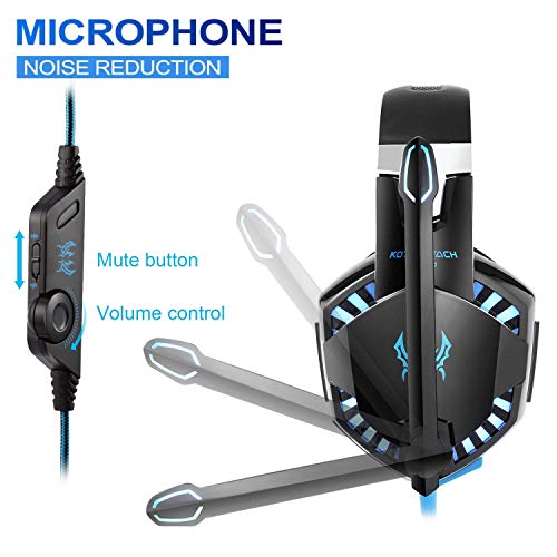 Tsing Auriculares Cascos Gaming de Diadema Abiertos Est  reo con Micr  fono para PC Computadoras  Negro Azul 