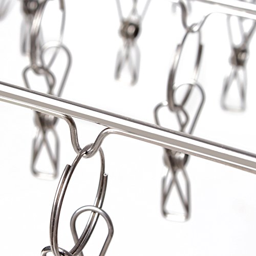 Wäsche Trockner Kleiderbügel mit 26 Clip und Winddichter Haken für Hängende Kleider Handtuch Windeln Unterwäsche Socken Handschuhe Hosen - 8