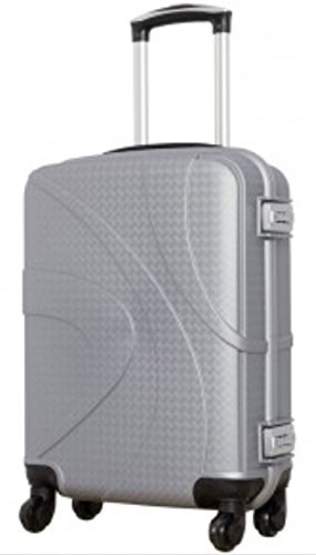 Preisvergleich Produktbild Koffer Zürich Silber M 55x38x19cm Ryanair Handgepäck Boardcase Kabinen Trolley Hartschale Bowatex