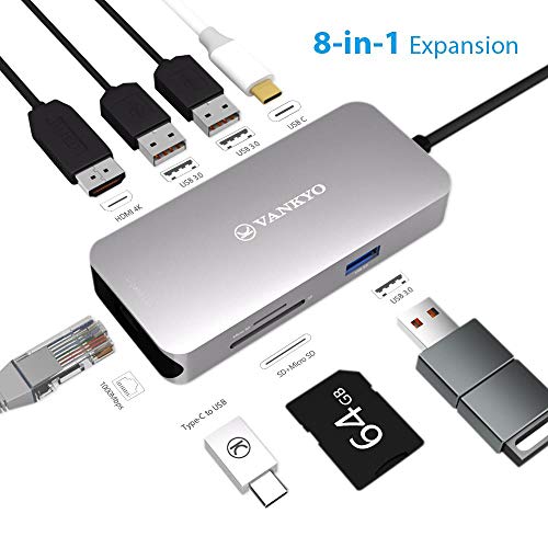 vankyo hub USB c 3 x USB 3.0 Adapter en Aluminium USB-C vers HDMI 4K, Lecteur de Carte SD & Micro SD vankyo hub USB c 3 x USB 3.0 Adapter en Aluminium USB-C vers HDMI 4K, Lecteur de Carte SD & Micro SD