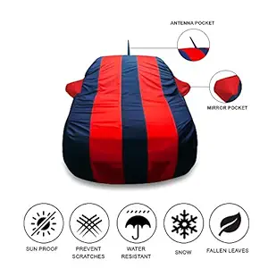 Oshotto Tafetta Car Body Cover with Mirror and Antenna Pocket Compatible with Hyundai i20 Elite 2014-2021 (Red, Blue)