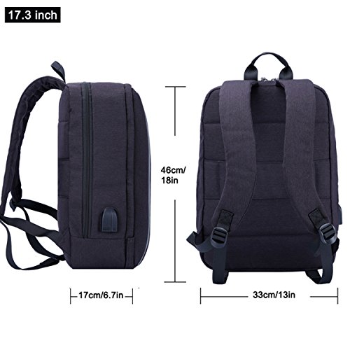 Gracosy Anti-diebstahl Laptop Rucksack mit USB Port f  r 17 3 Zoll Notebook  Computer Schwarz
