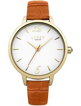 Lipsy Damen Quarzuhr mit weißem Zifferblatt Analog-Anzeige und Schulterriemen PU Orange LP435