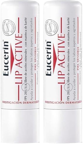 Eucerin pH5 Stick Labbra Protezione Attiva 4.8 g, Balsamo labbra riparatore SPF 20 con Burro di Karité, Olio di Jojoba, Dexpantenolo e Vitamina E, Burrocacao per pelle secca, ruvida e screpolata