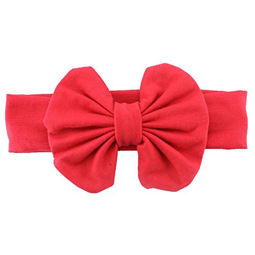 Cute Baby Girls Kids Stretch Bowknot Headband Hairband (Red)