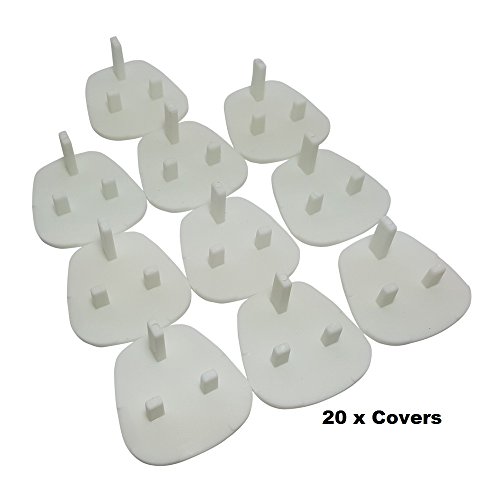 TWGM - 20 Pack - White Plastic Plug Socket Covers Child Safety