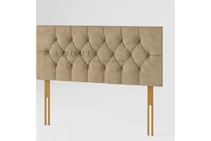 Adore Living Divan Bed Headboard Elegant Chesterfield Plush Velvet 20" Height Padded Lined Headboard (Coffee, 4ft6 Double)
