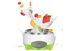 TNFEEON Yogurtiera, Yogurtiera Greca Macchina con Pentola Interna in Acciaio Inossidabile Yogurtiera Automatica per la Casa Yogurt Biologico Formaggio Frutta Vino Maker (Spina UE 220V)