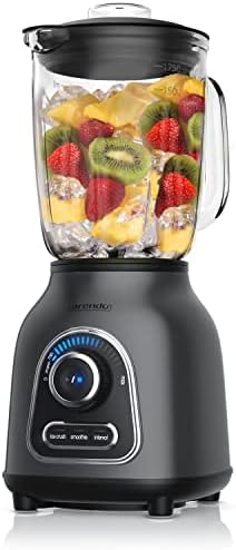 Arendo - Frullatore in acciaio inox ad alte prestazioni, 1400 Watt, 24.000 giri/min, con contenitore in vetro da 1,75 l, lama in acciaio inox con cuscinetti a sfera, 30 livelli di potenza