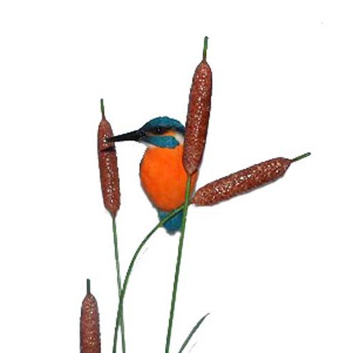 Vivid Arts XMW-SC19-D Eisvogel auf Binsen (aus Metall), Kunstharz Gartendeko - 2