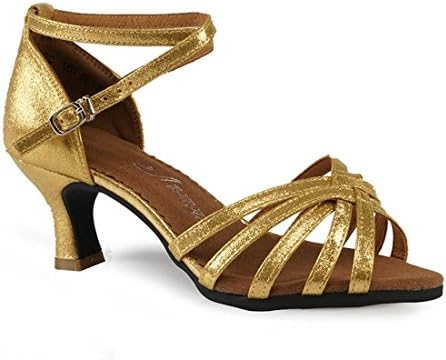 WXMDDN Latin Dance Shoes, Dance Shoes Gold Adult 5.5cm Soft Bottom Shoes Dance Dance Exercise Beginner Indoor Women's Shoes,E40