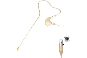KIMAFUN Microfono Gancio per Orecchio Singolo Archetto Headset Headworn Microphone a Condensatore Compatibile con Trasmettitore Bodypack del System Wireless, Mini XLR TA3F, Beige, HC-830 D3