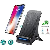 T3MCO Wireless Charger, 2 Coils Qi Fast Wireless Charging Stand with Cooling Fan for Samsung Galaxy S8/S8 Plus/Note 8/S7/S7 Edge/S6 Edge Plus/Note 5/S9/S9 Plus, iPhone 8/8 Plus/iPhone X, Wireless Charging Station for Android and iOS Devices (Black 2 Coil+Fan)