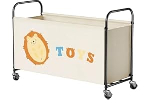 GRANNY SAYS Juguetero con ruedas, 135L organizador de juguetes extra grande, caja de juguetes con rueda, contenedor de juguetes para niños cuarto de niños la organización de los juguetes, Beige