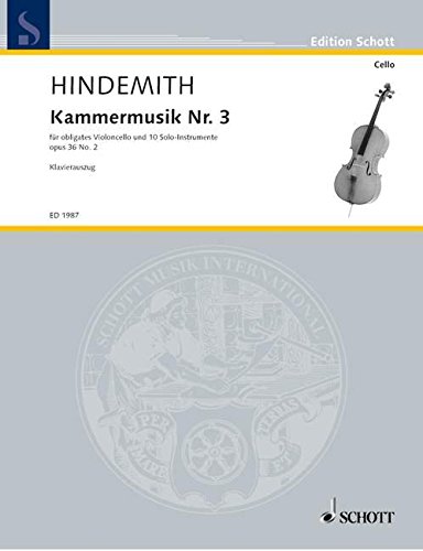 Kammermusik Nr. 3: Violoncello-Konzert. op. 36/2. Solo-Violoncello, Flöte (Piccolo), Oboe, Klarinette (B und Es), Fagott, Horn (F), Trompete (C), ... mit Solostimme. (Edition Schott)