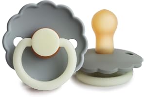 FRIGG Daisy Latex Nattnapp 2-Pack | Naturgummi napp | Lyser i Mörkret | BPA-fri