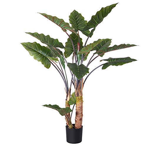 CozyBox Artificial Rainbow Tree 5' Fake Calathea Roseopicta Plant, Perfect Faux Plant for Home Garden Office Store Decoration, 17 Leaves