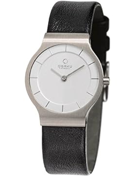 Obaku Denmark Flache Damenuhr mit Lederband V133LCIRB1
