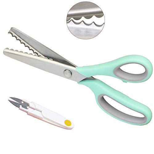 Hui Tong Agarre Suave Antideslizante Tijera Dentada para Tela Adecuado para Diestros y Zurdos Arc 7mm