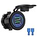 Produktbild CHGeek Quick Charge 3.0 Dual USB Ladegerät Steckdose Wasserdichte Aluminium Steckdose mit Blau LED-Licht für 12V / 24V Auto Boot Marine ATV Bus LKW