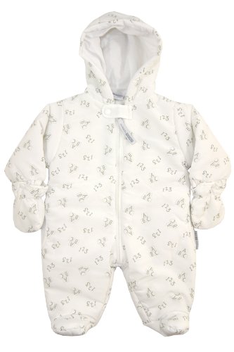 Nursery Time ABC 123 Snowsuit - White - 0-3 Months