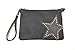 Produktbild Damen Handtasche, Umhängetasche, Clutch Bag aus Kunstleder, mit aufgenähtem Stern, Schulterriemen verstellbar (Schwarz)