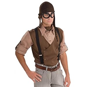 Disfraz de Aviador de Bristol Novelty DS179 Steampunk con Kit de Accesorios, Verde, Talla única