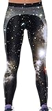 erdbeerloft - Damen Leggings Sporthose Weltall Space, One Size, Schwarz Weiss