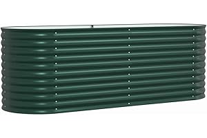 ‎VIDAXL vidaXL Garten-Hochbeet Grün 240 x 80 x 81 cm Stahl, Stylischer Stahlblumenkübel, modernes Garten-Deko, minimalistische Hochbeet, robuster Outdoor-Gartenartikel für Terrassen