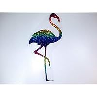 Bügelbild, Motiv: Flamingo, Farbe: regenbogen, Größe: 19x9,5cm, heißsiegelfähige Flexfolie