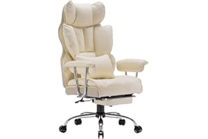 Efomao ergonomiczny fotel biurowy, krzesło kierownicze z PU skóry, fotel biurowy do 200 kg z podnóżkiem i podpórką lędźwiową, regulowane krzesło z wysokim oparciem