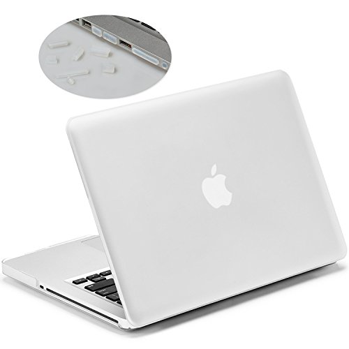 LENTION Matte Hartschale für MacBook Pro (13", Mitte 2010 zu Mitte 2012) Modell-A1278, LENTION Durchsichtige Plastikabdeckung & Schale für Mac Book Laptop, matte Hülle mit Gummifüßen, mit Anti-Staub Port Stecker - Transparent Weiß