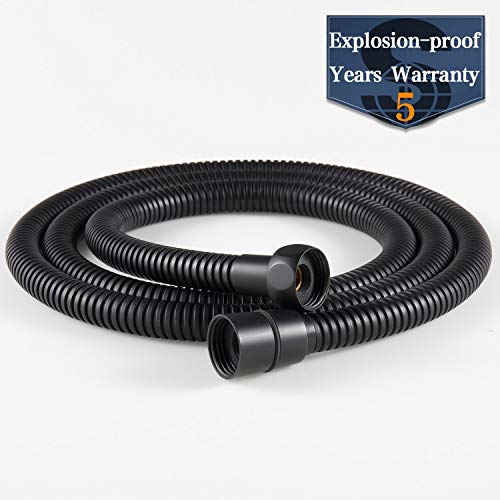 S R SUNRISE Nero Tubo flessibile per doccia, anti-nick, flessibile, misura standard 1,8 m, in acciaio inox, cromato