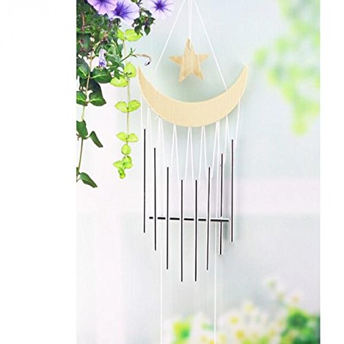 MagiDeal Silber 8 Röhren Metall Glocken Windspiel Ornament Im Freien Mond Hängen - 2