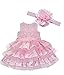 EJY Pink Princess Dress Baby Girls Infant Tutu Skirt Bow Dress +Flower Headband kids Children Clothing (13-18 Months)