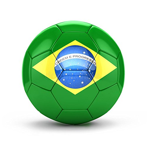 Equilibre et Aventure  Mondial 2018 - Ballon de Foot en Cuir Diamètre 22 cm BRESIL - Livré Déja gonflé avec Aiguille de gonflage