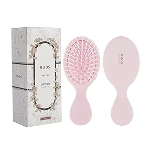 RHOS Mini Travel Hair Brush for Women/Men/Kids -Five Colors Choices- Pocket Detangler Brush for Wet and Dry Hair - Travel Size Paddle Brush for Detangling(Pink)