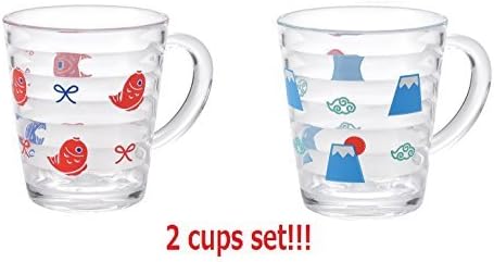 [2 cups set!! ] INTERIOR COMPANY Plastic Mug cup set Japanese Style Mt.Fuji & Sea Bream IWA-7112 & IWA-7111