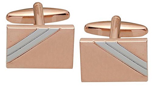Preisvergleich Produktbild Silber / Rose Gold-diagonaler Streifen Rechteckige Manschettenknöpfe von Zennor