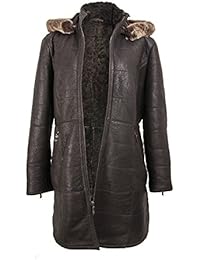 Zerimar Abrigo de Piel para Mujer Cierre Cremallera Bolsillos y Capucha Abrigo mujer piel vuelta double face