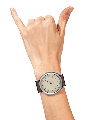 slow O 06 - Dark Brown Vintage Leather Silver Case Creme Dial Unisex Quartz Watch with Beige Dial Analogue Display and Dark Brown Leather Strap