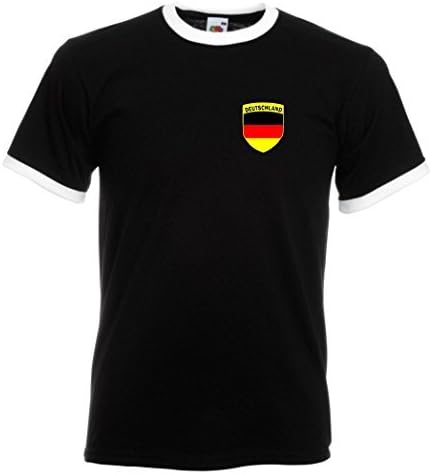 Germany Retro German Deutschland Deutsch Football Team Black T-Shirt- All Sizes (Medium)