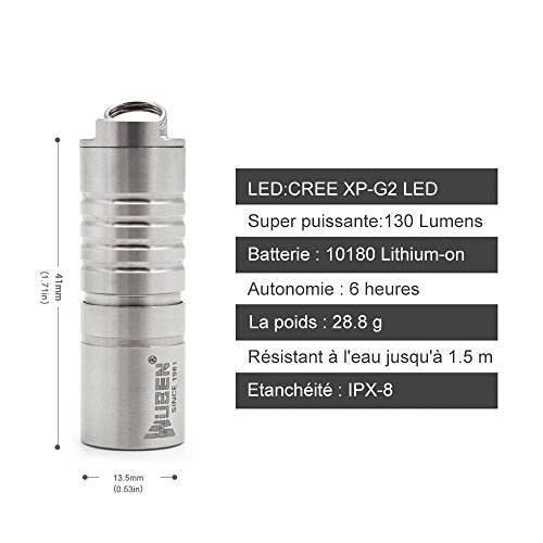 Wuben G339 Mini-Taschenlampe Leistungsstarke 130 Lumen Wasserdicht wiederaufladbar per USB zoombarer Spot 2 Modi XP-G2 LED Edelstahl versilbert - 2